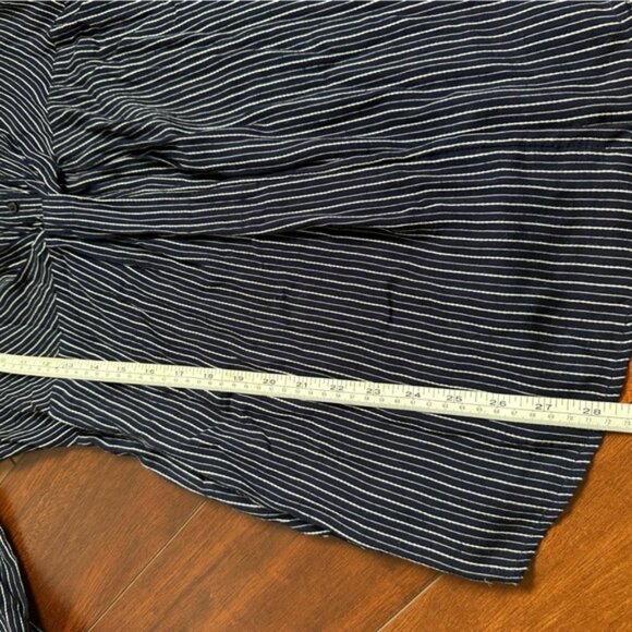 Led Women’s Collared TShirt Mini Dress Size Small Navy and White Pinstripes - Picture 5 of 6